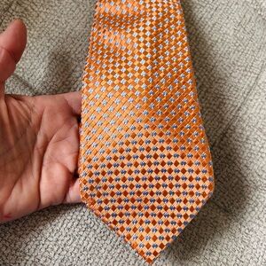 Michael Kors Orange Necktie with Distinct Pattern and Silky Texture